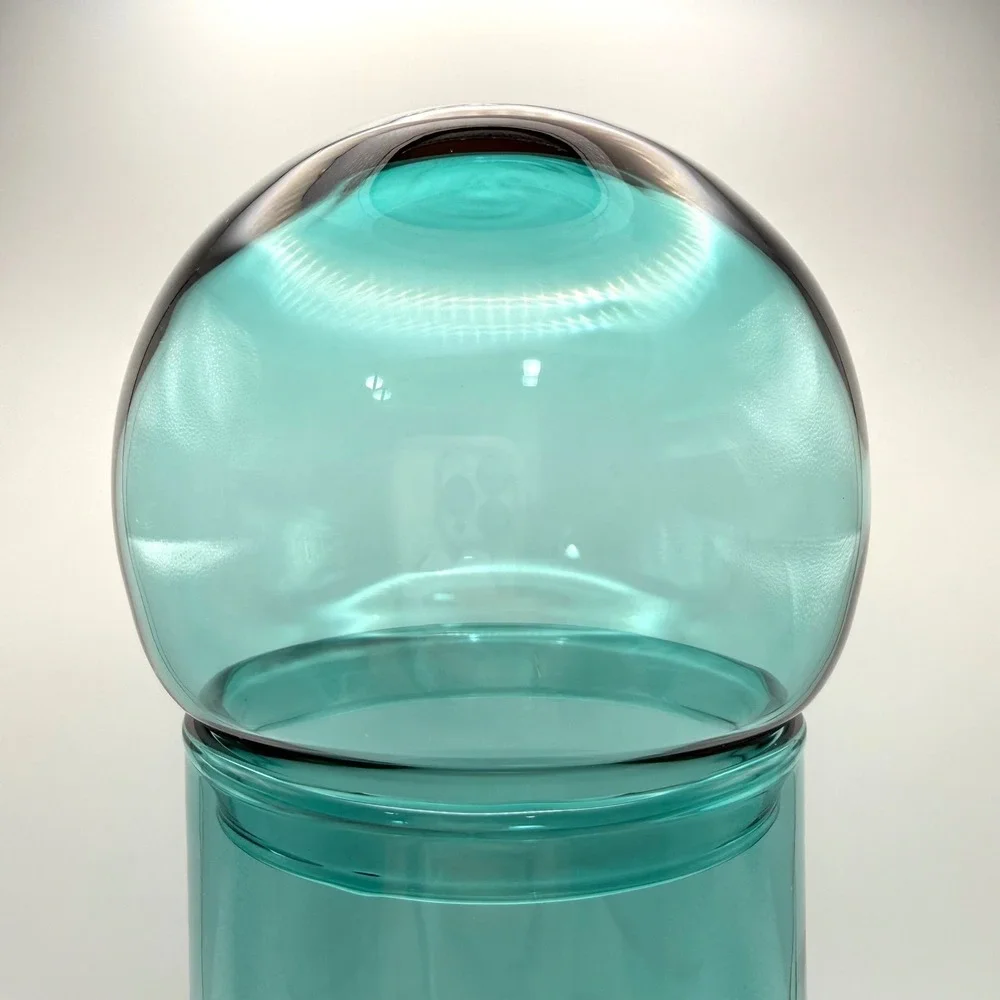 Vintage MCM Space Age Retro Apothecary Canister‎ Federal Glass Roly Poly Blue